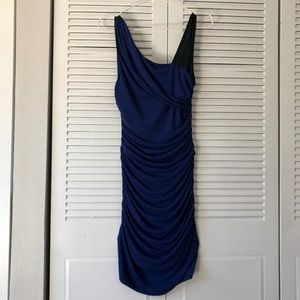 Express Ruched Stretch Jersey Dress - Midnight Blue Black - XS